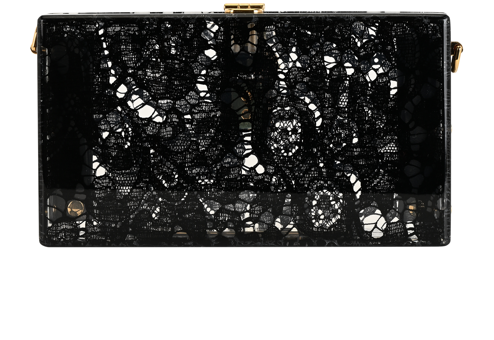 Lace Print Box Clutch, &pound;450, Handbags, Black, Acrylic Plastic, Back view